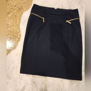 Michael Kors Navy Gold Pencil Skirt